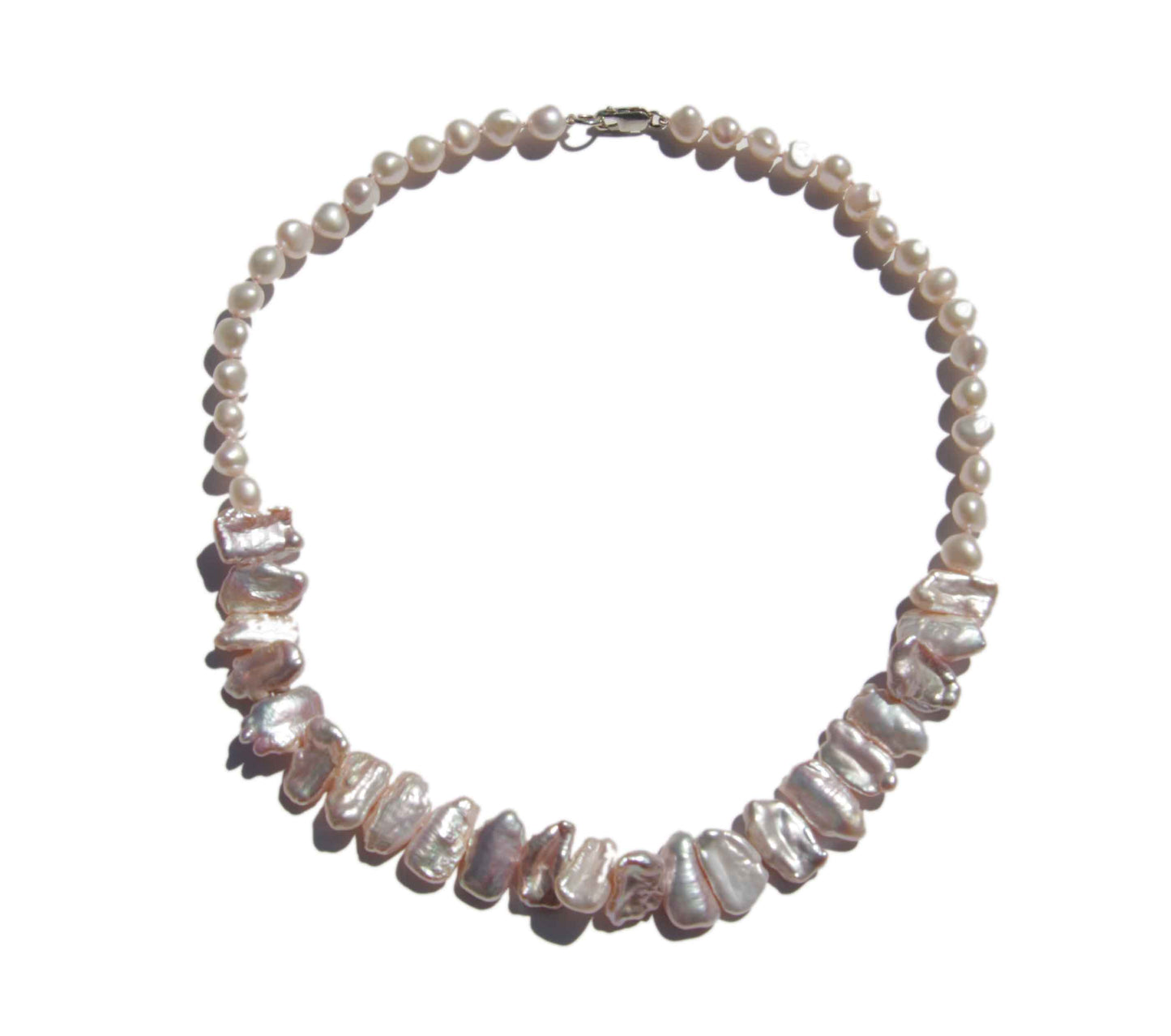 soft pink pearl necklace